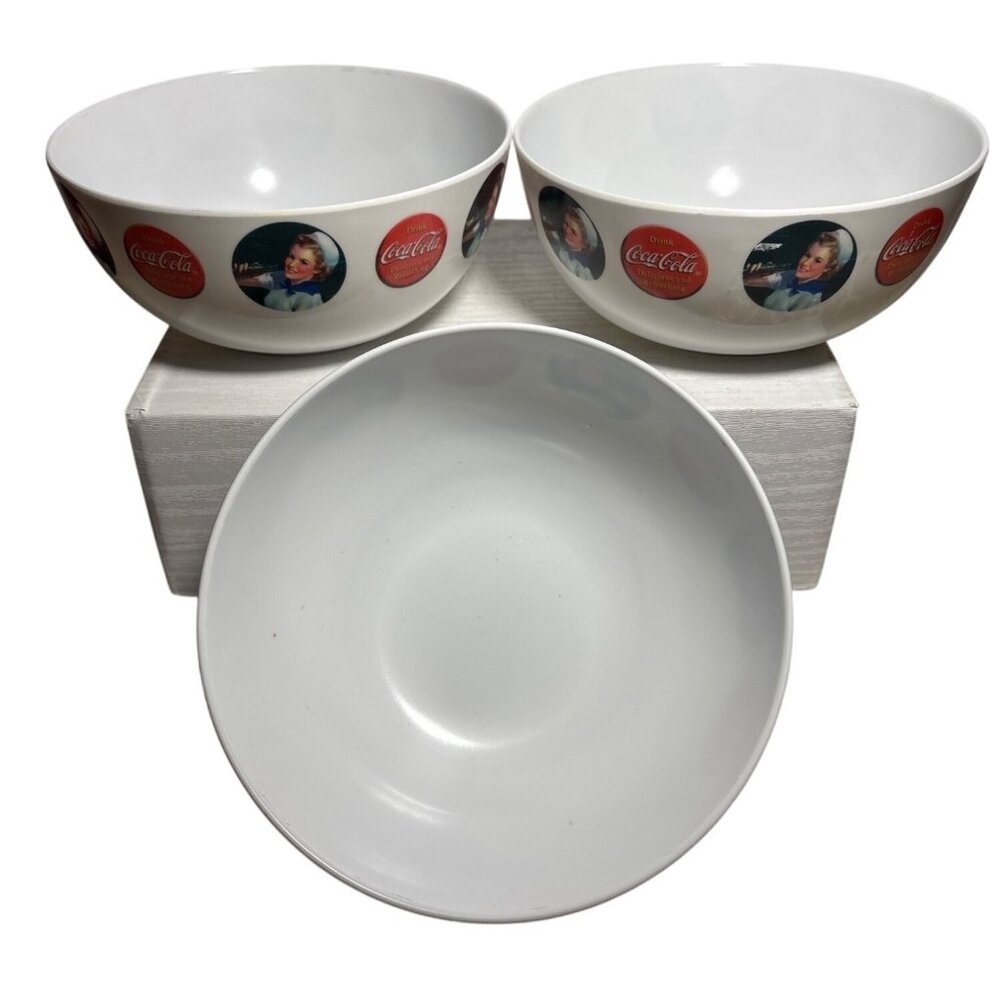 Set Of 3 Coca-Cola Gibson Everyday 6" Bowls With Vintage Design